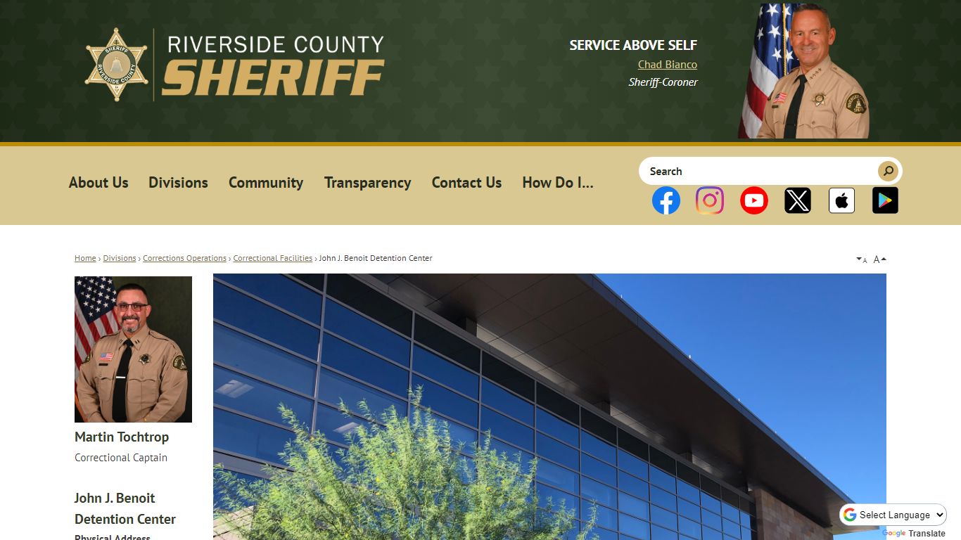 John J. Benoit Detention Center | Riverside County Sheriff, CA